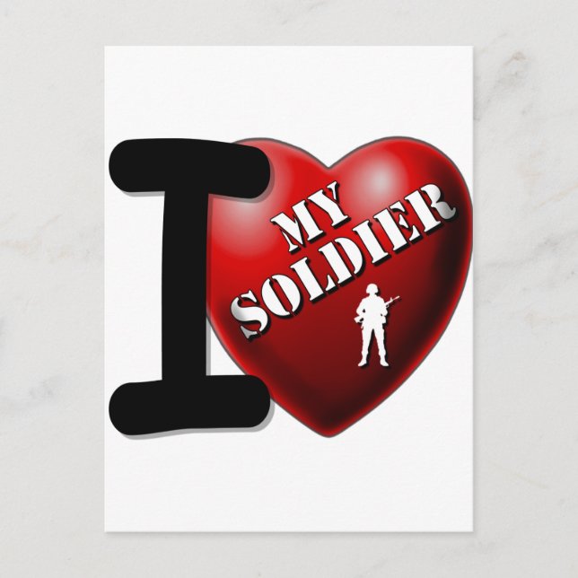 I Love My Soldier Postcard (Front)