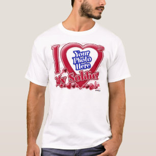 I Love My Soldier red heart - photo T-Shirt