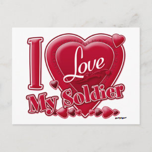 I Love My Soldier red - heart Postcard