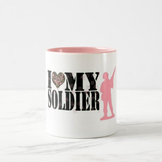 I Love My Soldier Two-Tone Coffee Mug (Center)