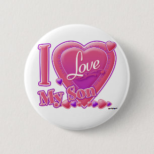 I Love My Son pink/purple - heart 6 Cm Round Badge