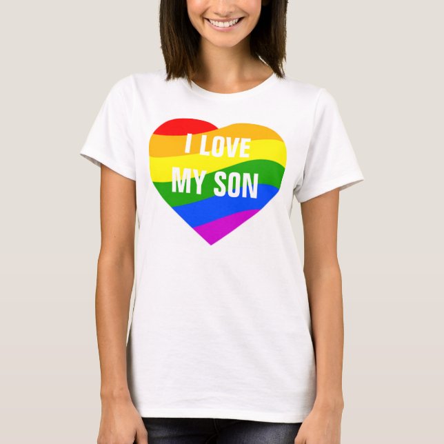 I Love My Son Rainbow Colours Heart T-Shirt (Front)