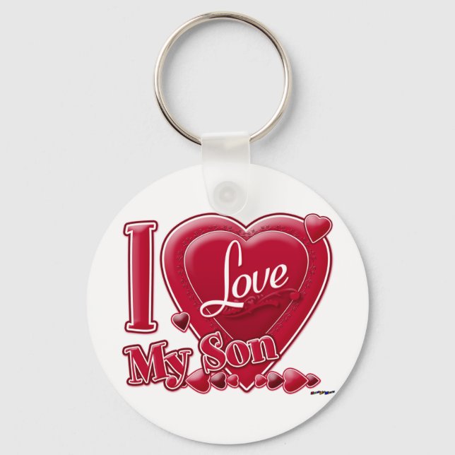I Love My Son red - heart Key Ring (Front)