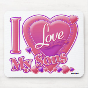 I Love My Sons pink/purple - heart Mouse Pad