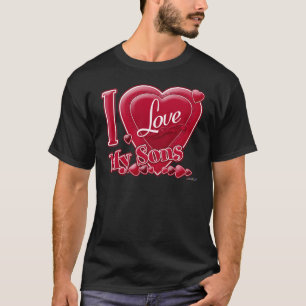 I Love My Sons red - heart T-Shirt