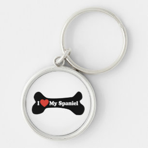 I Love My Spaniel - Dog Bone Key Ring