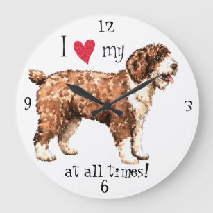 I Love my Spanish Water Dog Large Clock