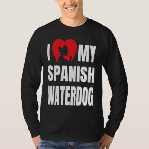 I Love My Spanish Waterdog Dog Silhouette in Heart T-Shirt