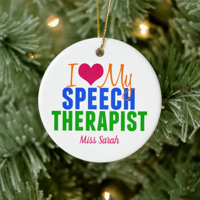 I Love My Speech Therapist Cute Custom SLP Ceramic Tree Decoration (Tree)
