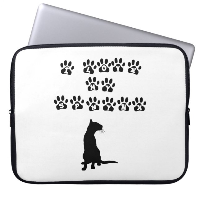 I Love My Sphynx Black Laptop Sleeve (Front)