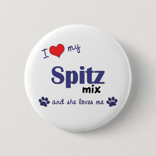 I Love My Spitz Mix (Female Dog) 6 Cm Round Badge