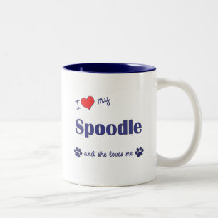 I Love My Spoodle (Female Dog) Two-Tone Coffee Mug