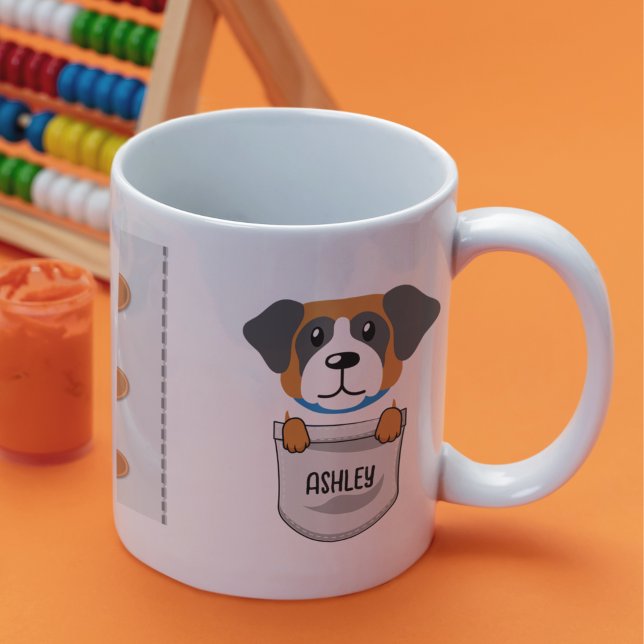 I Love My St. Bernard Dog Pet Glowing Heart Coffee Mug (Creator Uploaded)