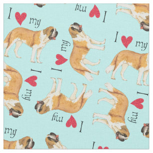 I Love my St. Bernard Fabric