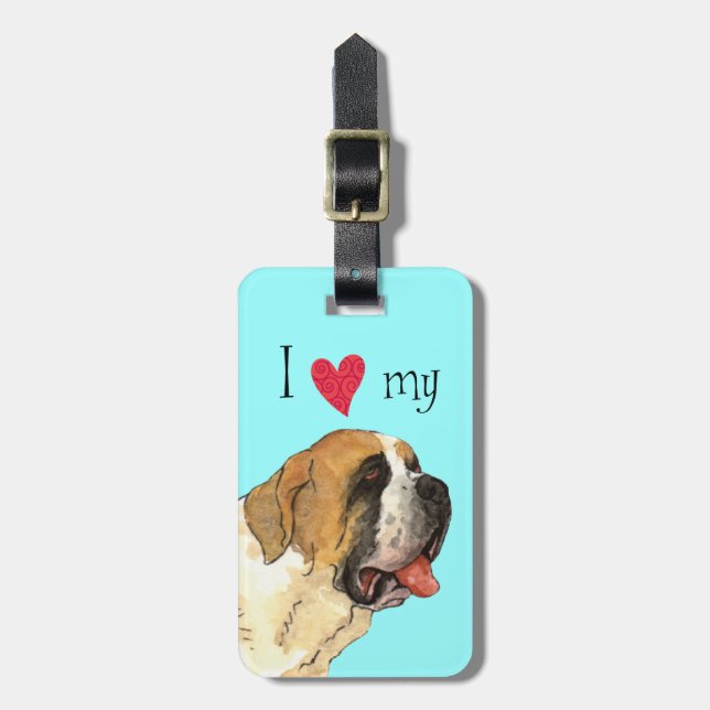 I Love my St. Bernard Luggage Tag (Front Vertical)
