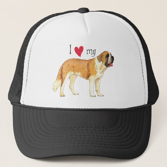 I Love my St. Bernard Trucker Hat (Front)