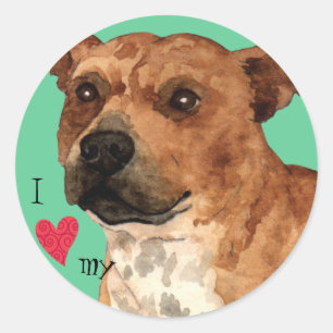 I Love my Staffordshire Bull Terrier Classic Round Sticker