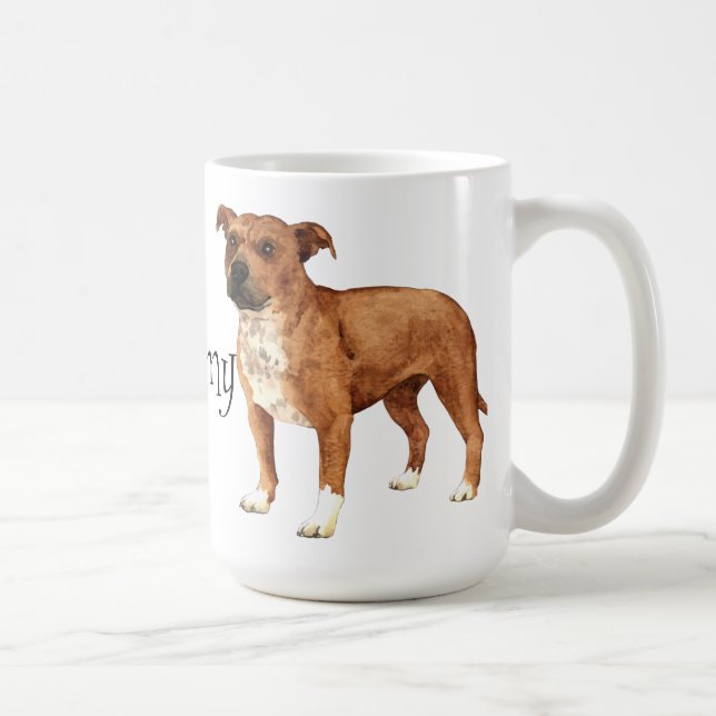 I Love my Staffordshire Bull Terrier Coffee Mug (Right)