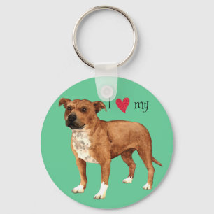 I Love my Staffordshire Bull Terrier Key Ring