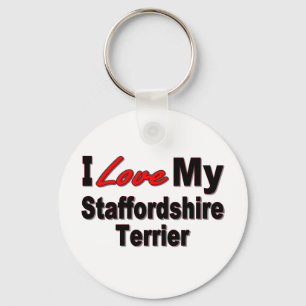 I Love My Staffordshire Terrier Keychain