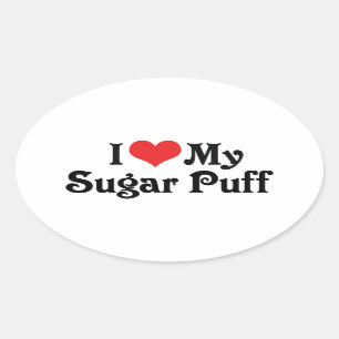 I Love My Sugar Puff Oval Sticker