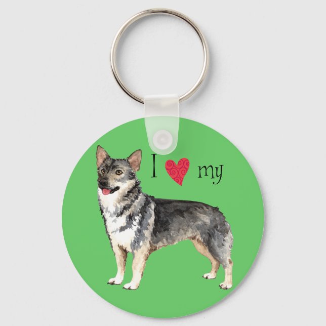 I Love my Swedish Vallhund Key Ring (Front)