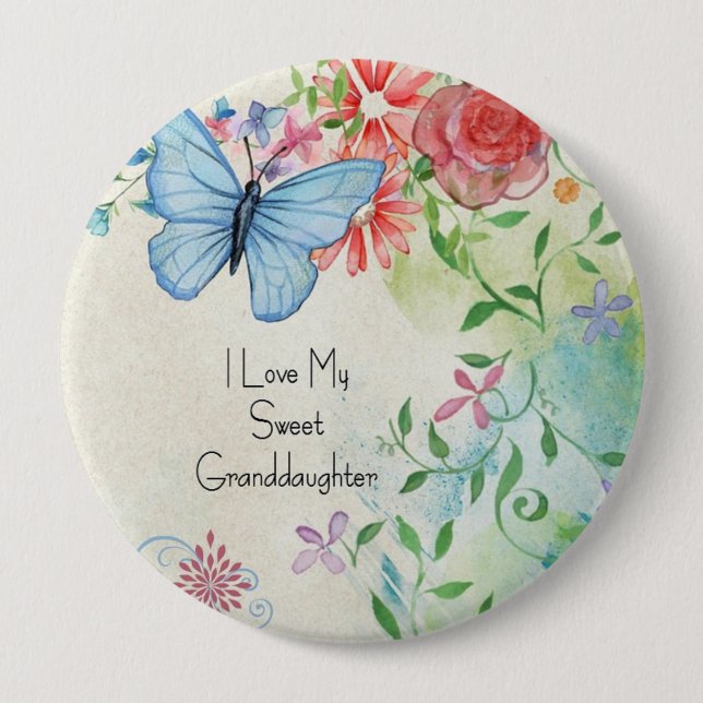 I Love My Sweet Granddaughter,  10 Cm Round Badge (Front)