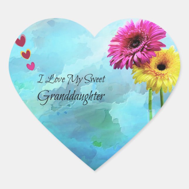 I Love My Sweet Granddaughter, Heart Sticker (Front)