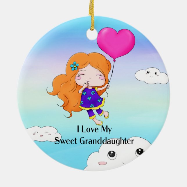 I Love My Sweet Granddaughter...hugs and kisses, Ceramic Tree Decoration (Back)