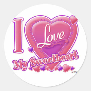 I Love My Sweetheart pink/purple - heart Classic Round Sticker
