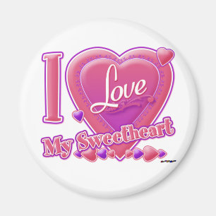 I Love My Sweetheart pink/purple - heart Magnet