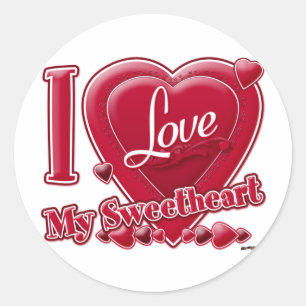 I Love My Sweetheart red - heart Classic Round Sticker