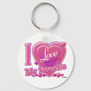 I Love My Sweetie pink/purple - heart Key Ring