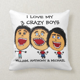 I Love My Three Crazy Sons Cartoon Cushion