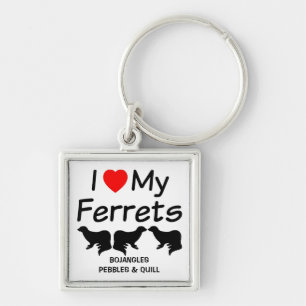 I Love My THREE Ferrets Key Ring