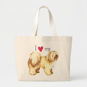 I Love my Tibetan Terrier Large Tote Bag
