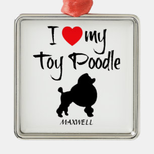 I Love My Toy Poodle Dog Metal Tree Decoration