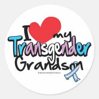 I Love My Transgender Grandson Classic Round Sticker