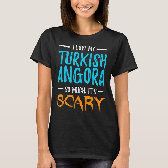 I Love My Turkish Angora Cat Mom Scary Halloween T-Shirt (Front)