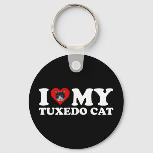 I Love My Tuxedo Cat Key Ring