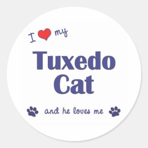 I Love My Tuxedo Cat (Male Cat) Classic Round Sticker