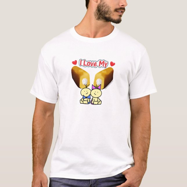 I Love My Twinkies - Boy/Girl Twins T-Shirt (Front)