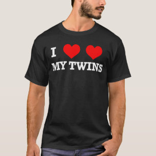 I love my twins Hearts Double Love Twin Mum Twins  T-Shirt