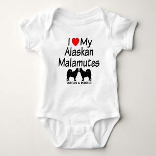 I Love My TWO Alaskan Malamute Dogs Baby Bodysuit
