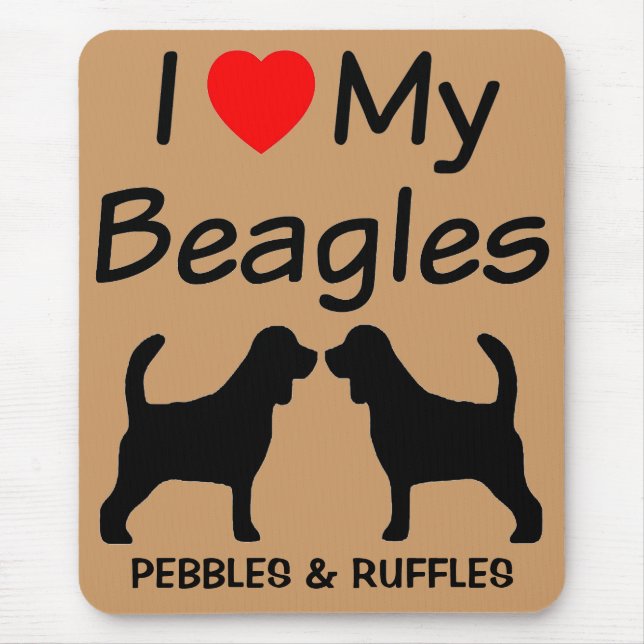 I Love My Two Beagles Dog Breed Mousepad (Front)