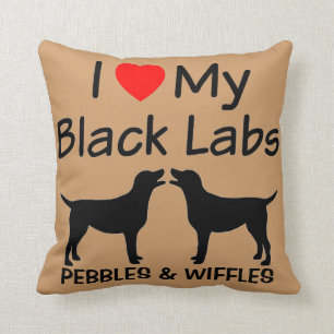 I Love My TWO Black Labs Cushion