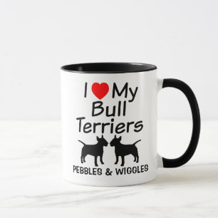 I Love My Two Bull Terrier Dogs Mug
