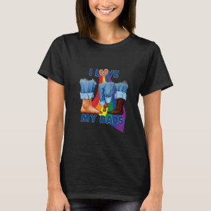 I Love My Two Dads Interracial Gay Pride LGBTQ Tra T-Shirt