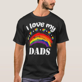 I Love My Two Dads LGBT Flag Clothes Kids Baby Rai T-Shirt