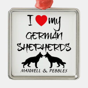 I Love My Two German Shepherd Dogs Metal Tree Decoration
